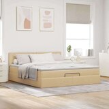 vidaXL Otomanski krevet s madracem i LED krem 180x200cm od tkanine | shoptok.hr