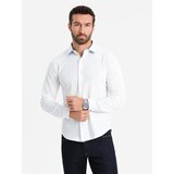 Ombre Men's SLIM FIT shirt in decorative fabric - blue | ePonuda.com