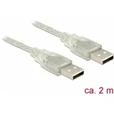 Delock USB kabel USB 2.0 USB-A utikač, USB-A utikač 2.00 m prozirna s feritnom jezgrom 83889