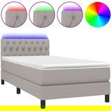  Box spring postelja z vzmetnico LED svetlo siva 90x200 cm blago, (20727092) | Shoptok.si