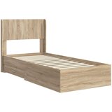  Krevetna konstrukcija s pohranom i uzglavljem Hrast sonoma Smeđa 90 x 190 cm | Shoptok.si