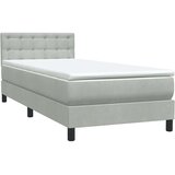 vidaXL Box spring postelja z vzmetnico svetlo siv 90x220 cm žamet | Shoptok.si