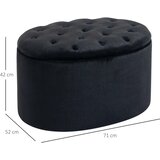  Tapecirana klupa za odlaganje baršunasti izgled ovalna 71x52x42 cm crna | shoptok.hr