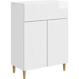  Strani šal Bela visok sijaj 66 x 34,5 x 90 cm Inženirski les, (5000218017) | Shoptok.si