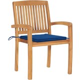 Maison Chic Vrtni stoli - Stol za vrt 2 kosa s kraljevo modrimi blazinami trdna tikovina JS1253, (21878402) | Shoptok.si