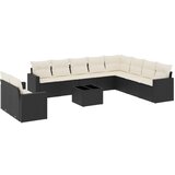 vidaXL Vrtna sedežna garnitura 11-delna z blazinami črn poli ratan, (21034638) | Shoptok.si