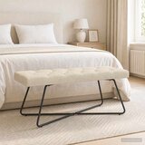  Klupa s gumbastim tkanjem Krem 110 x 40 x 46 cm Tkanina | shoptok.hr