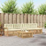  Set vanjskih sofa 5 pcs Bijela i krem Čvrsto drvo akacije | shoptok.hr