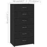  Komoda sa 6 ladica crna 50 x 34 x 96 cm od konstruiranog drva | shoptok.hr
