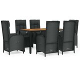  7-dijelni vrtni blagovaonski set s jastucima crni od poliratana | shoptok.hr