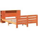 vidaXL Posteljni okvir brez vzmetnice voščeno rjav 140x190 cm borovina | Shoptok.si