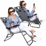 springos sklopiva vrtna ležaljka s podesivim položajem, siva | shoptok.hr
