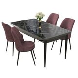 Hanah home set trpezarijski sto i 4 stolice nil black marble dusty rose Cene