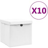 vidaXL Kutije za pohranu s poklopcima 10 kom 28 x 28 x 28 cm bijele Cijene