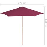 Vanjski suncobran s drvenim stupom 270 cm bordo | shoptok.hr