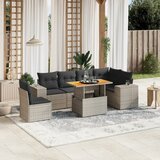 Maison Chic Seti vrtnega pohištva - Vrtna garnitura - Vrtni pohištvo set 7-delna z blazinami siv poli ratan, (21801837) | Shoptok.si