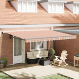 vidaXL Ročna retraktibilna tenda z večbarvnimi črtami 450x300 cm | Shoptok.si