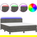 Maison Chic Box spring postelja - Vzmetna postelja z vzmetnico LED temno siva 180x200 cm žamet SL3016, (21902456) | Shoptok.si