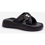 GOE Black Women's Leather Platform Sandals | shoptok.hr