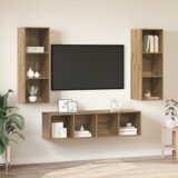 vidaXL Set TV stalka s policom Zidne s pohranom 3 pcs hrast artisan 37 x 37 x 142.5 cm | shoptok.hr