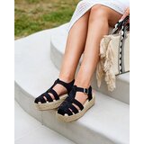 Resti Black eco-suede women's sandals on the Keniso platform - Footwear | Shoptok.si