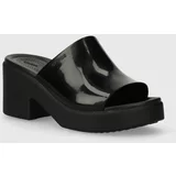 Crocs Natikači Brooklyn High Shine Heel Slide ženski, črna barva, 209709