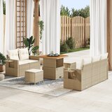vidaXL Set vrtnih sofa od 8 dijelova s bež jastučićima od poly ratana | shoptok.hr
