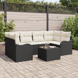 vidaXL 7-delni vrtni kavč set z blazinami črna poli ratan | Shoptok.si