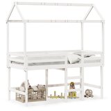vidaXL Posteljni okvir z lestvijo in streho bel 80x200 cm borovina Cene
