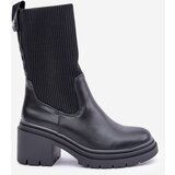 Boto FG2 Boots With Sock On Chunky Heel Black Rosanas | Shoptok.si