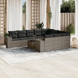 vidaXL 11-dijelni set vrtnih sofa od poliratana s jastucima sivi | shoptok.hr
