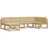  Set vanjskih sofa s jastukom 5 pcs Bijela i bež Poliester | shoptok.hr