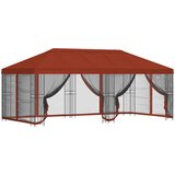 Paviljon s bočnim stranama 6 x 3 m Terakota Poliester i čelik | shoptok.hr