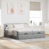  Okvir kreveta s madracima svijetlosivi 200x200cm od tkanine | shoptok.hr