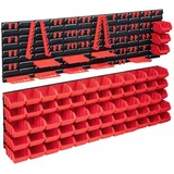  141-dijelni set kutija za pohranu sa zidnim pločama crveno-crni
