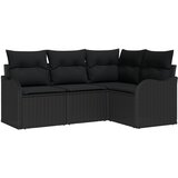 vidaXL set od 4 dijela vrtne sofe s jastučićima crni poli ratan, dvosjedna vrtna sofa s pohranom i jastučićima crni poli ratan Cijene