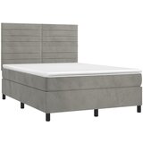  box spring s madracem LED svjetlosivi 140x200 cm baršun | shoptok.hr