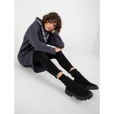 Fashion Hunters Graphite long sweatshirt with zipper oversize | shoptok.hr