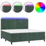  The Living Store Box spring postelja z vzmetnico LED tem. zelena 200x200cm žamet - Box Spring Postelja, (21488894) | Shoptok.si