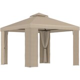 Outsunny Kovinski vrtni gazebo 3x3m z mrežo proti komarjem in dvonivojsko streho iz poliestra kaki, (20744575) Cene