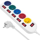 Maclean power strip, 5 socket extension cable, with switches, 250VAC /10A, 1.5m, MCE204 M /W | shoptok.hr