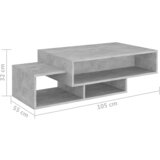  Stolić za kavu boja betona 105 x 55 x 32 cm konstruirano drvo | Eponuda.com