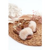 Kesi Children's Velcro sandals with fur, gold Rosavere Cene