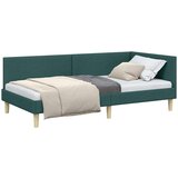 vidaXL Kutni okvir kreveta Ostalo s uzglavljem Tamnozelena 90 x 200 cm | shoptok.hr