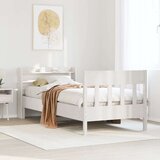 vidaXL Posteljni okvir brez vzmetnice bel 75x190 cm trdna borovina | Shoptok.si