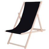 springos Zložljiv ležalnik za na plažo, izdelan iz lesa s črno tkanino., (21629385) | Shoptok.si