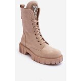 Kesi Beige Marx Suede Work Ankle Boots with Jewelry Decoration | Shoptok.si