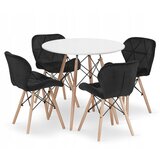 BOLZZ TORINO OKRUGLI STO 80 cm WHITE + FERRA trpezarijske stolice set 4 kom Velvet crna