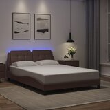 Furnova Posteljni okvir z LED lučkami rjav 120x200 cm umetno usnje, (21939418) Cene