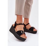 Boto Wedge Sandals For Women With Buckle Black Liniella | Shoptok.si
